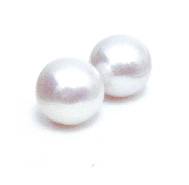 White 9-9.5mm Half Drilled Round Pairs